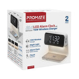 Promate Lumix-15W Multi-Function LED Alarm Clock with 15W Wireless Charger