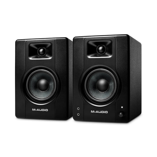 M-Audio BX4 - 4.5” 120-Watt Multimedia Reference Monitors | Black Kevlar Drivers | Perfect for Music Production, Live Streaming, Podcasting (Pair)
