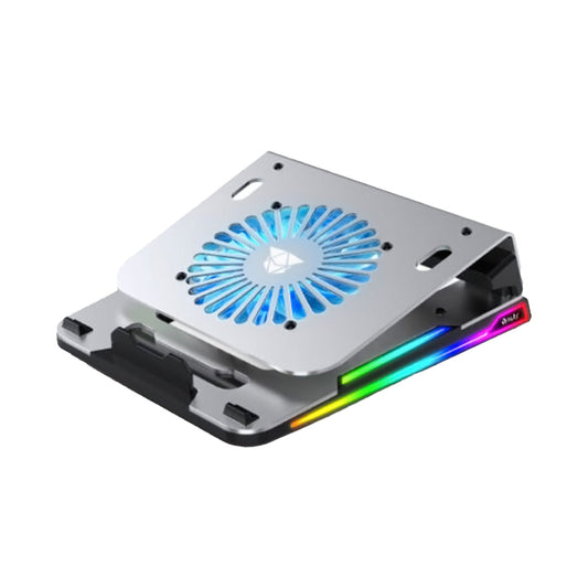 Aluminum Laptop Cooling Pad with RGB Lighting & 1300 RPM Fan for 15.6" Laptops