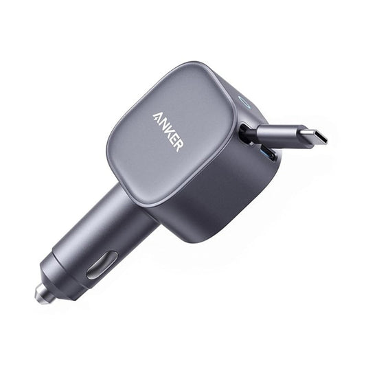 Anker Nano 75W USB-C Car Charger with Built-In Retractable Cable – High-Speed Charging for On-the-Go Power