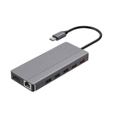 Powerology 12-in-1 USB-C Hub with Dual HDMI, Ethernet, 100W PD, VGA, USB, SD & MicroSD – Dark