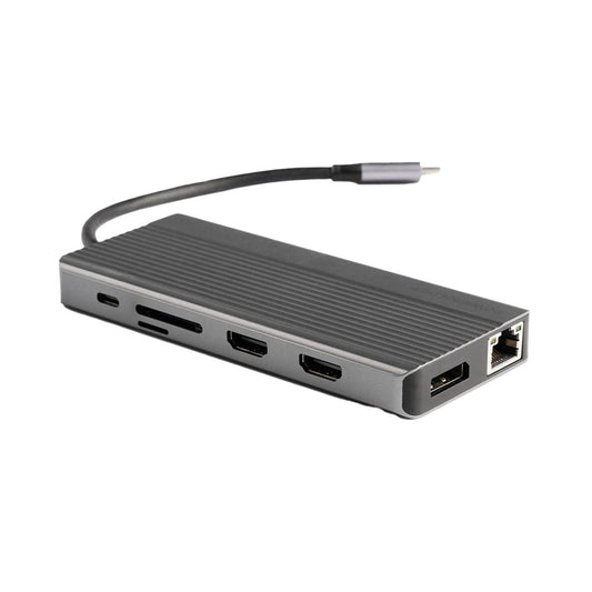 Powerology 13-in-1 USB-C Hub with Dual HDMI, 4K DisplayPort, Ethernet, and SD/MicroSD Card Slots