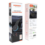 Porodo 15W Magnetic Wireless Car Mount with Dual Port Fast Charger & 1M USB-C Cable – Black