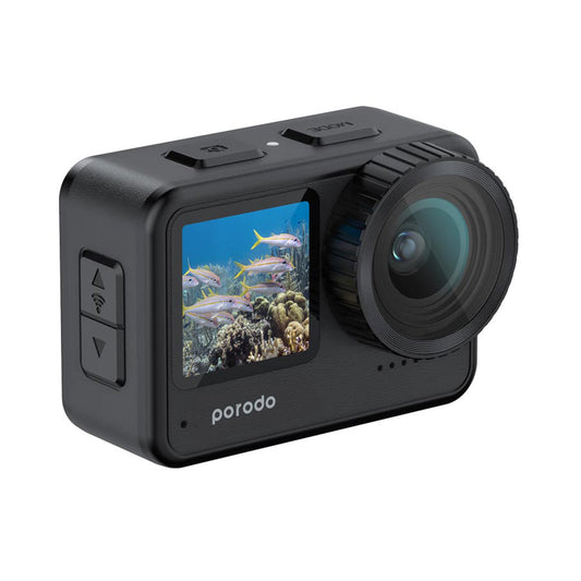 Porodo Lifestyle Waterproof 4K UHD Action Camera – Dual Display & Video Stabilization