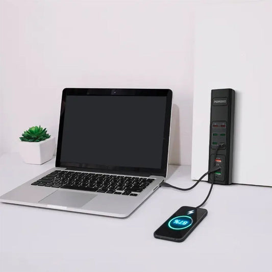 Porodo 85W Multi-Port USB Charging Hub - Fast Charging with 9 Ports, UK Plug, and 2M Cable