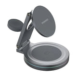Porodo Rotating Base Three-Device Wireless Charger – Gray