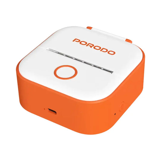 Porodo Lifestyle Pocket HD Thermal Printer – Portable, High-Resolution, Rechargeable (White/Orange)