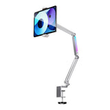 Porodo Multi-Joint Aluminum Desk Mount with RGB Ambient Light and 360° Adjustable Viewing for Phone & Tablet