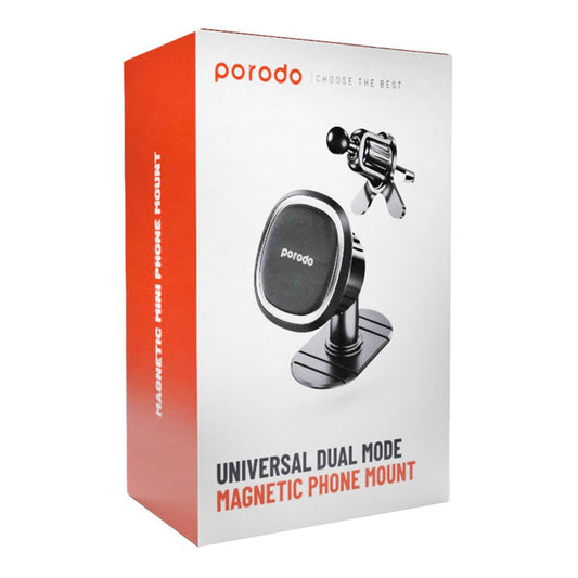 Porodo Universal Dual Mode Magnetic Phone Mount – Strong Magnetic Hold & Compact Design
