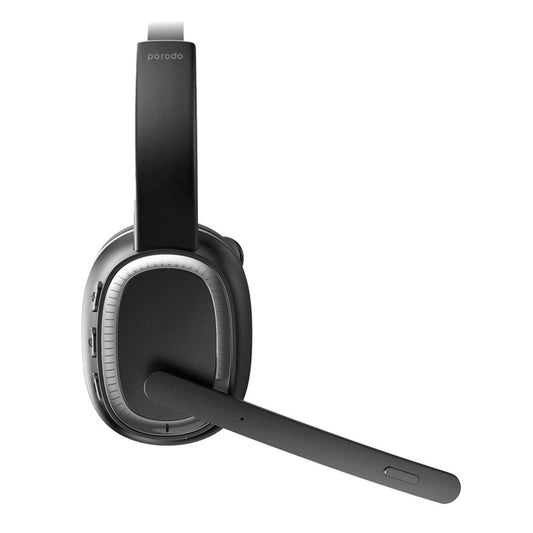 Porodo ENC Wireless Work Headphone - Black | Bluetooth V5.2, Noise-Cancelling Microphone, 15-Hour Battery