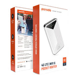 Porodo Portable MiFi 3G/4G Router CAT4 V2 – High-Speed 4G LTE with 2100mAh Battery, WiFi 6, and Secure Encryption