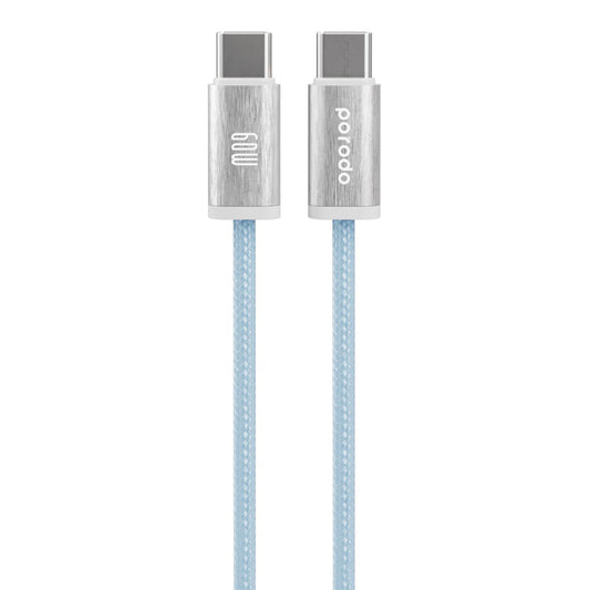 Porodo Woven 60W Type-C to Type-C Cable – 1.2M, Fast Charging & Data Transfer, Durable Woven Braided Cable, Blue