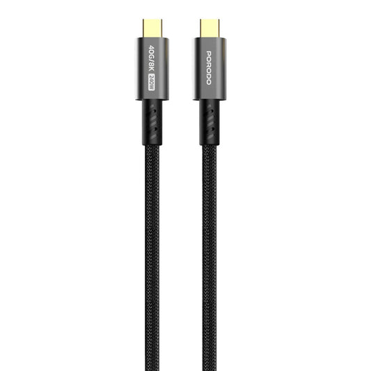 Porodo Woven Type-C to Type-C Cable 240W, 40Gbps, 8K 60Hz – Black