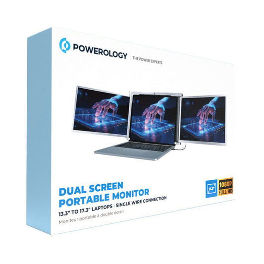 Powerology 13.3" Dual Screen Portable Monitor - Silver