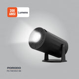 Porodo Gaming Projector with Wireless Controllers - Black | 130" Display & Retro Gaming Compatibility