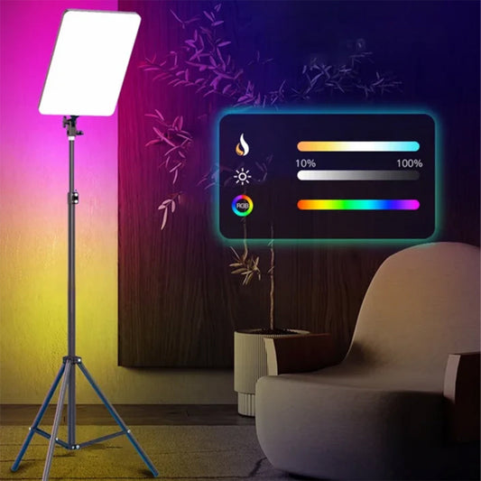 RGB LED Photography Light PM-48 with Tripod – Adjustable Brightness & Full-Color Spectrum
