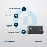 Powerology 300W Portable Power Generator – 76800mAh, 15W Wireless Charging, Fast Charging, Black