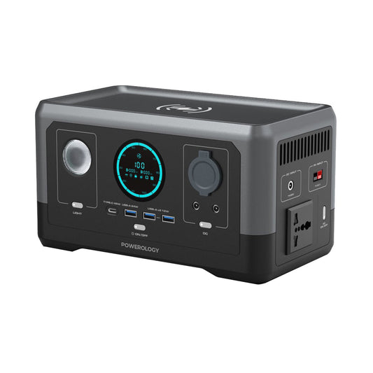 Powerology 300W Portable Power Generator – 76800mAh, 15W Wireless Charging, Fast Charging, Black
