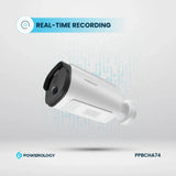 Powerology Built-in Solar Outdoor Camera - White | 2K HD, IR Night Vision, and Solar-Powered Security