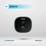 Powerology Built-in Solar Outdoor Camera - White | 2K HD, IR Night Vision, and Solar-Powered Security