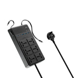 Powerology 2500W 6AC Power Strip with Retractable Cables & USB Fast Charging – Black