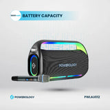 Powerology Deep Bass Party Speaker - 150W Bluetooth Speaker with Atmospheric Light, Power Bank Function, and 12-Hour Playtime – Black