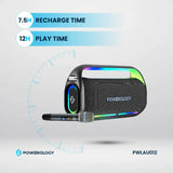 Powerology Deep Bass Party Speaker - 150W Bluetooth Speaker with Atmospheric Light, Power Bank Function, and 12-Hour Playtime – Black