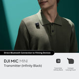 DJI Mic Mini Clip-On Transmitter with Built-In Microphone (2.4 GHz, Infinity Black) – Wireless Audio for Mobile, Osmo & More