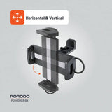 Porodo HS03 Universal Adjustable Tablet & Phone Mount – Secure and Versatile Holder for Devices 4.7"-12.9" – Black
