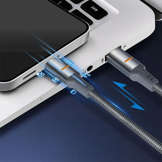 Porodo USB-C to Lightning LED Light Cable – 1.2m Braided, PD 30W Fast Charging & Data Transfer
