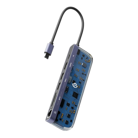 Powerology 7-in-1 USB-C Multi Hub Crystalline Series - 4K HDMI, 1000Mbps Ethernet, 100W PD Charging
