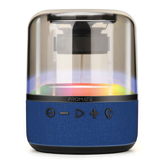 Promate Glitz-L HD LumiSound 360° Surround Sound Speaker - Blue | Wireless Bluetooth Speaker with LED Light Show