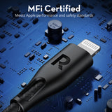 RAVPower USB-A to Lightning Cable MFi Certified – 2M Nylon Braided, 27W Fast Charging & 480Mbps Sync for iPhone, iPad, AirPods