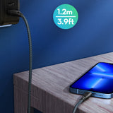 RAVPower USB-A to Lightning Cable MFi Certified – 2M Nylon Braided, 27W Fast Charging & 480Mbps Sync for iPhone, iPad, AirPods