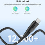 RAVPower USB-C to USB-C 60W Fast Charging Cable – Nylon Braided USB Type-C Cable for iPhone 16, Samsung S24, iPad Pro, Pixel 8