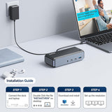 RayCue USB C Docking Station Triple Monitor, 15-in-1 MacBook Pro Dock with 4K HDMI, Compatible with M1/M2, Mac, and Windows