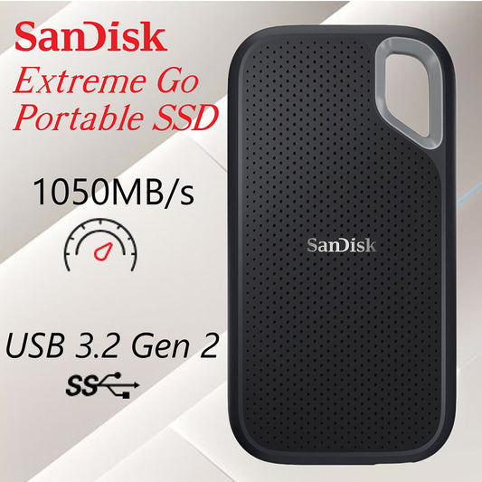 SanDisk Extreme Go 2TB Portable SSD – High-Speed USB-C External Drive with 1050MB/s Read, 1000MB/s Write, IP65 Water & Dust Resistance