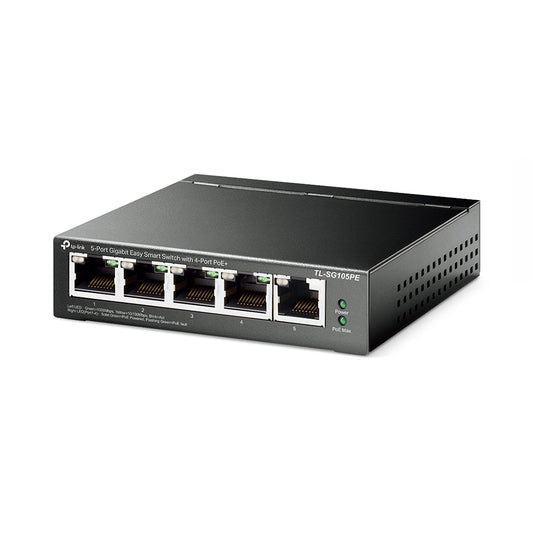 TP-Link TL-SG105PE 5-Port Gigabit Easy Smart Switch with 4-Port PoE+ | Network Management and Power Over Ethernet