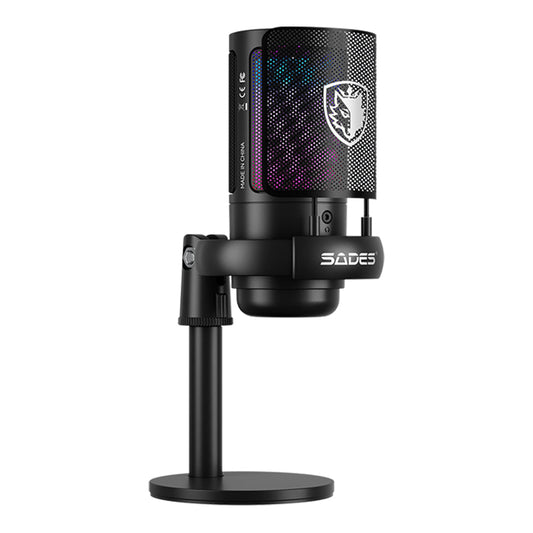 Sades Tyto USB Gaming Microphone with RGB, Boom Arm & Cardioid Pickup for PC & Streaming