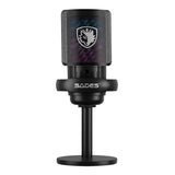 Sades Tyto USB Gaming Microphone with RGB, Boom Arm & Cardioid Pickup for PC & Streaming