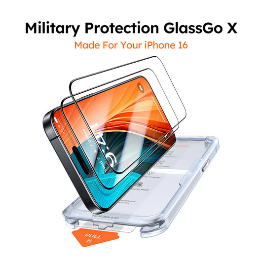 Torras GlassGo Unbreakable Tempered Screen Protector for iPhone 16 Pro Max – 2 Pack with Military-Grade Shatterproof Technology