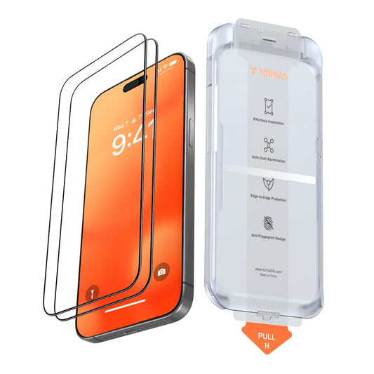Torras GlassGo Unbreakable Tempered Screen Protector for iPhone 16 Pro Max – 2 Pack with Military-Grade Shatterproof Technology