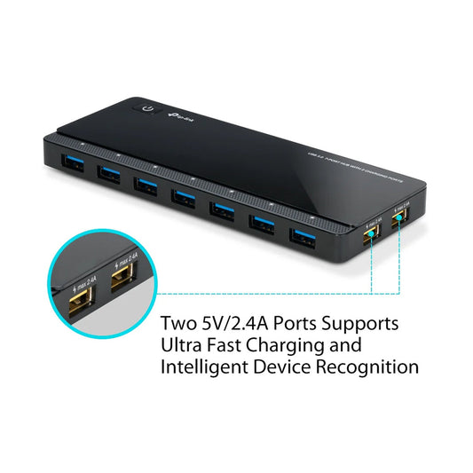 TP-Link UH720 USB 3.0 7-Port Hub with 2 High-Speed Charging Ports – Expand Connectivity and Power Efficiency