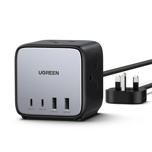 UGreen 65W USB-C GaN Charging Station - 7-Port Desktop Charger with 3 AC Outlets, 2 USB-C Ports, 2 USB-A Ports, 1.8M Extension Cord