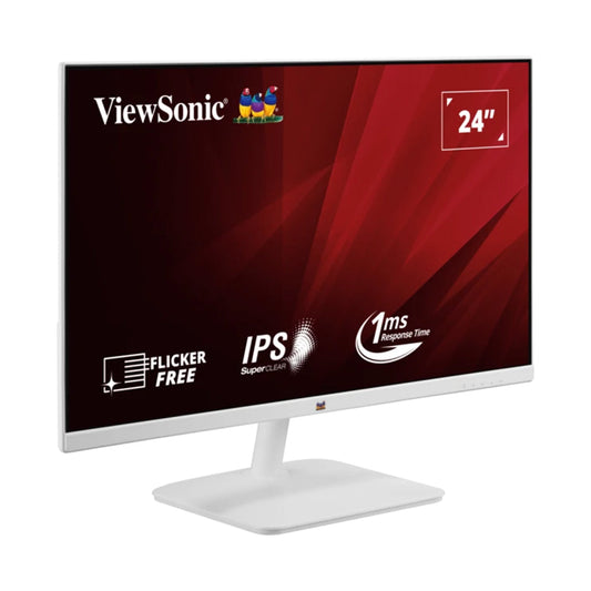 ViewSonic VA2432-H-W 24” Full HD 1080p Frameless IPS Monitor – High-Performance Display with Low Blue Light, Flicker-Free Technology, and Wide Viewing Angles