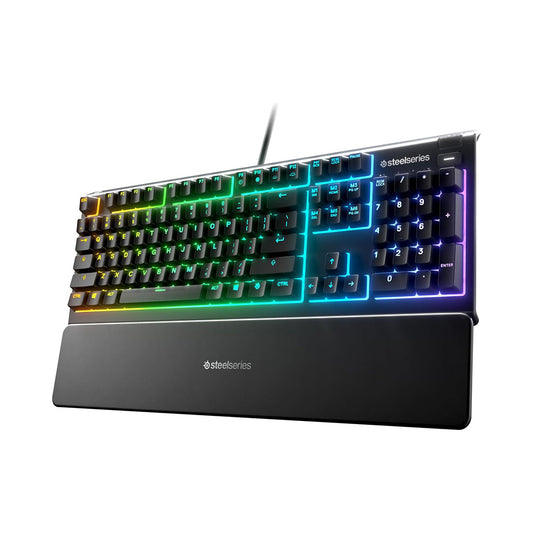 SteelSeries Apex 3 Water-Resistant Whisper-Quiet Keyboard with 10-Zone RGB Lighting