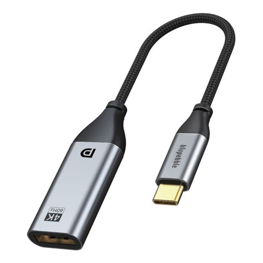 BluPebble USB-C to DisplayPort Adapter with 4K@60Hz Ultra High-Speed Support, Gold-Plated Connectors, and Durable Aluminum Shell