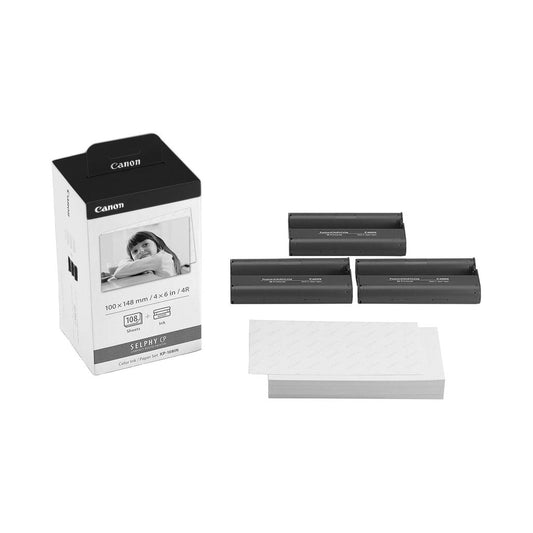 Canon SELPHY CP1300 Compact Photo Printer Bundle with  Canon Color Ink / Paper Set KP-108IN