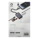 Green Lion 5-in-1 Multifunction Hub | Type-C, Lightning, SD/TF, AUX, USB - GN5IN1MINIHBBK