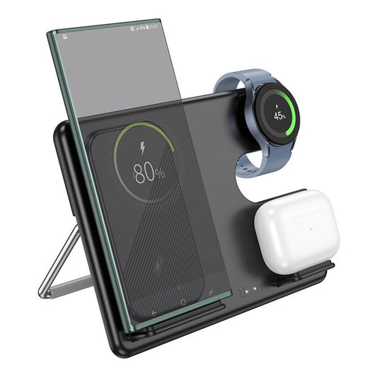 Hoco Flash CQ2 Wireless Charging 3-in-1 Foldable Desktop Stand for Samsung Devices